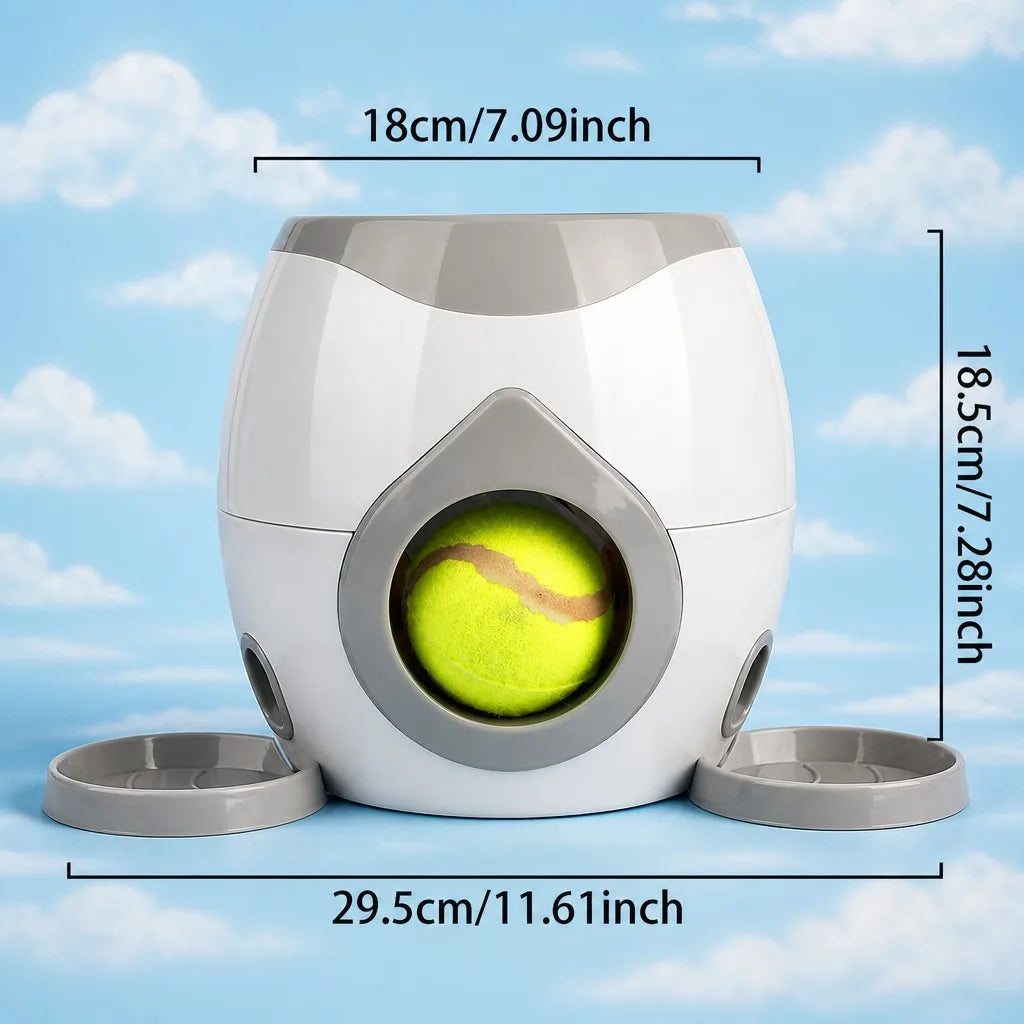 Dog Automatic Treat Dispenser Tennis Ball Launcher Interactive Food Puzzle Pet Toy Self Play Training Enrichment Durable Gift