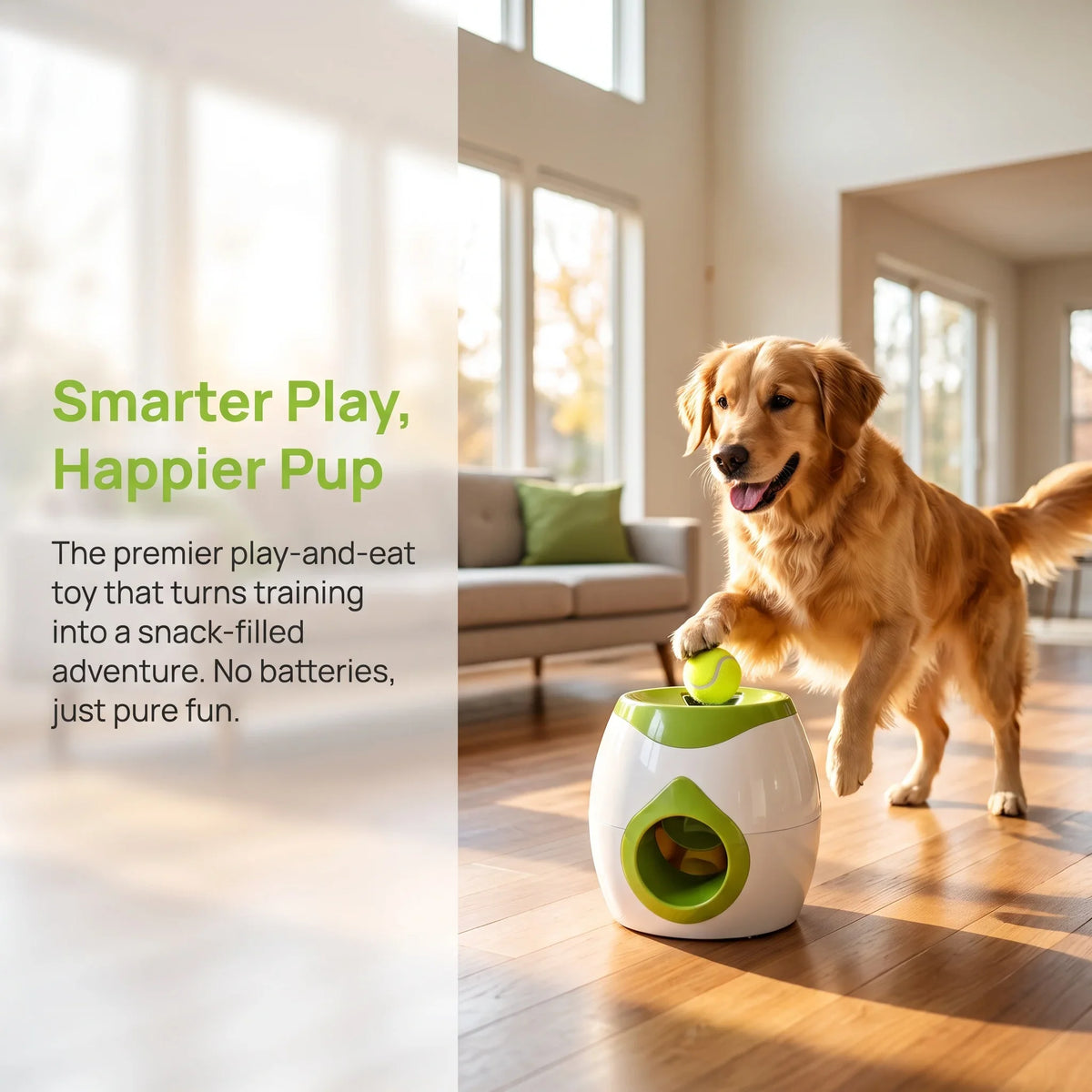 Dog Automatic Treat Dispenser Tennis Ball Launcher Interactive Food Puzzle Pet Toy Self Play Training Enrichment Durable Gift
