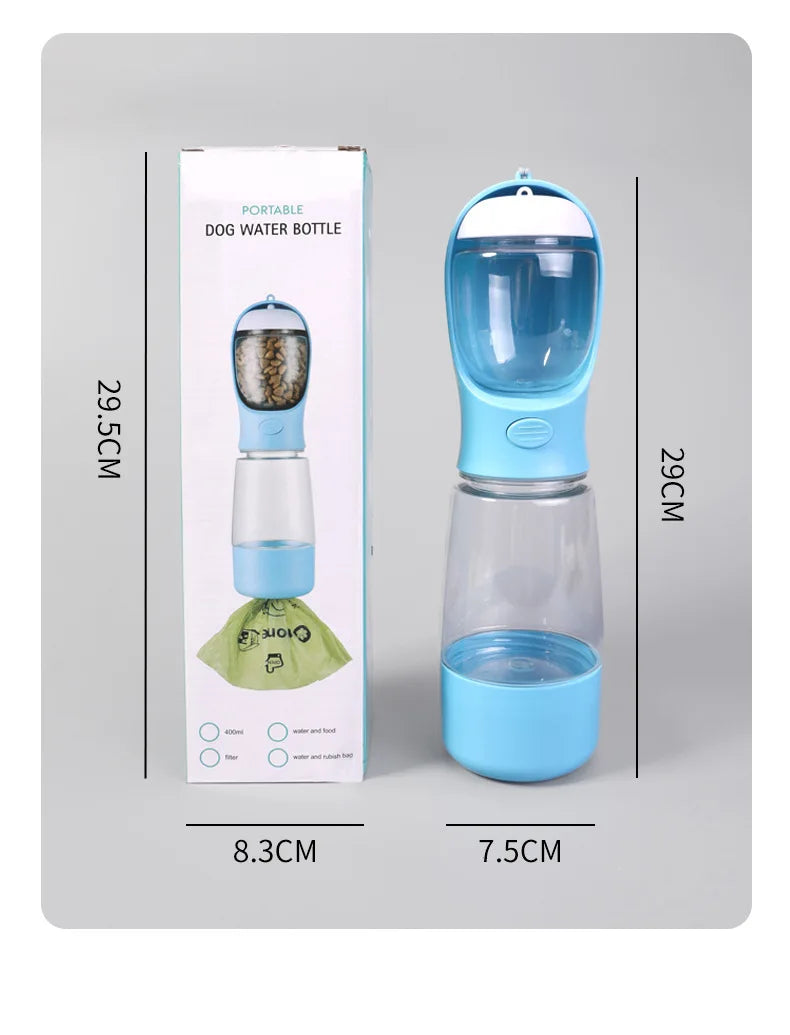 3-in-1 Dog Travel Bottle – Water, Food & Bowl